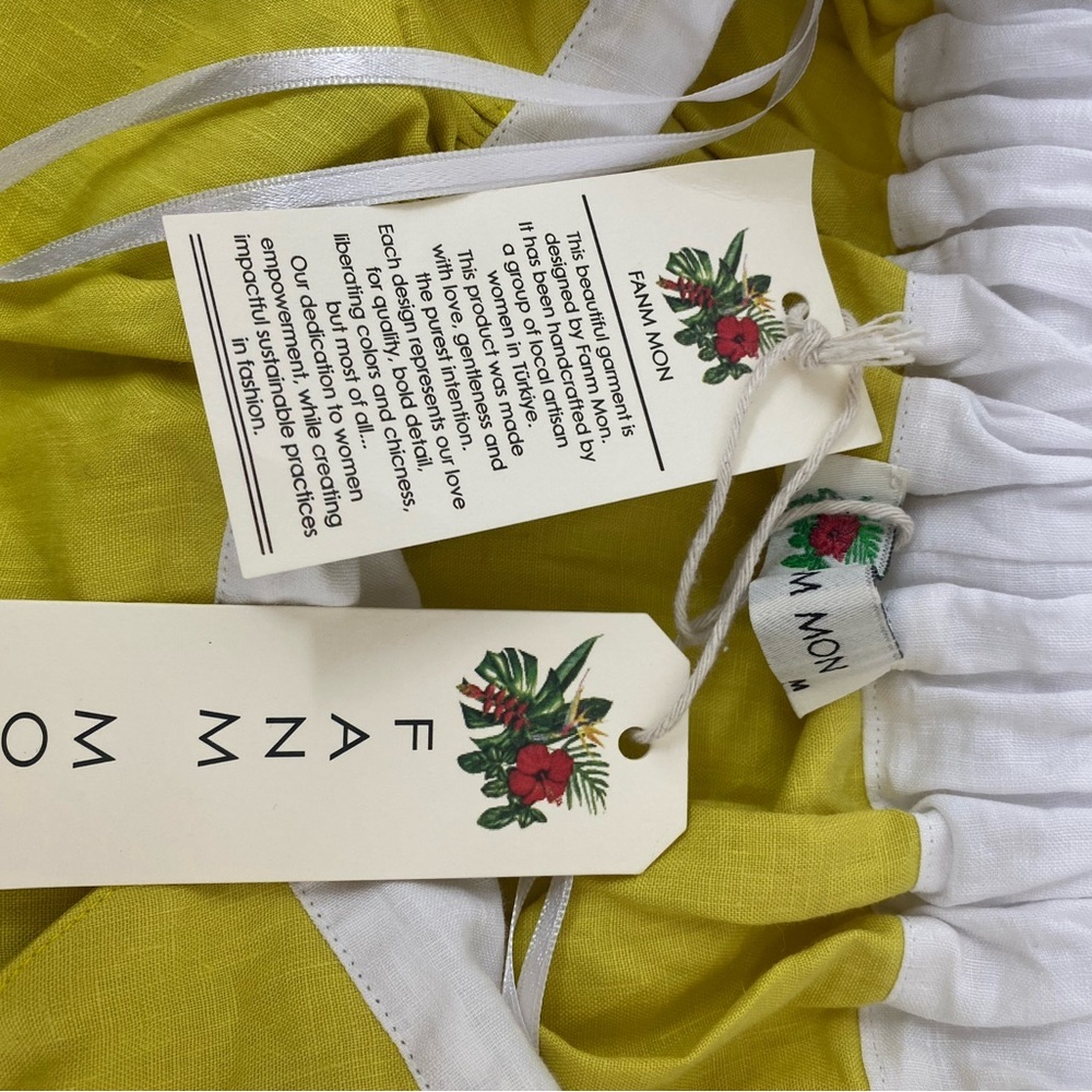 Fanm Mon Halter Linen Dress Medium Floral Embroidered NWT - Picture 12 of 14